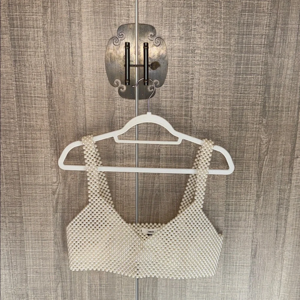 MANGO Beaded Faux Pearl Top - Picture 1 of 17